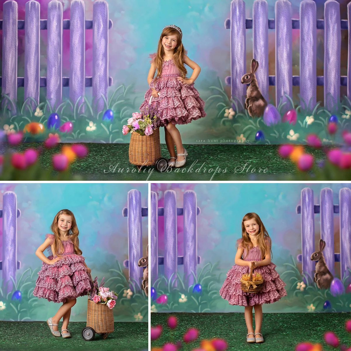 

Spring Bunny Garden Entrance Backgrounds Kids Baby Photocall Props Child Adult Photography Decors Flowers Blooming Backdrops