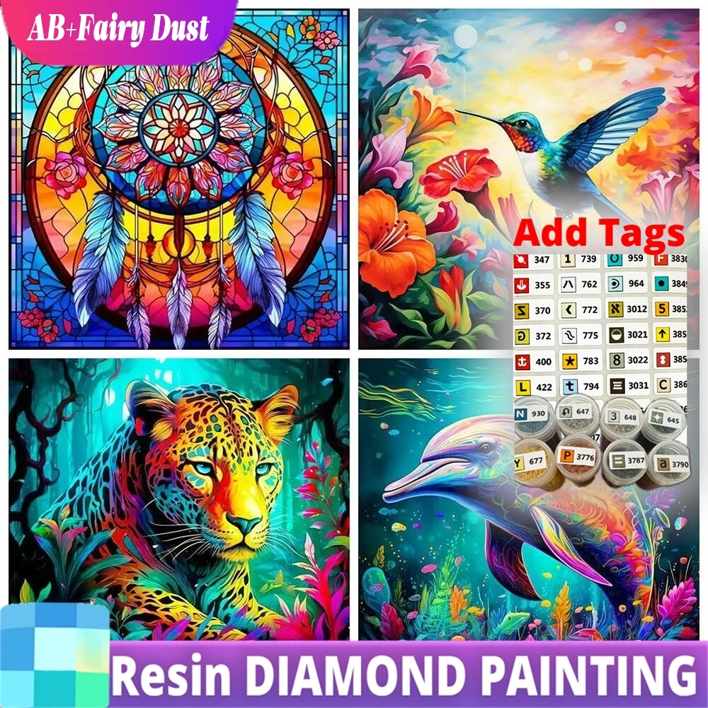 

Смола AB Фея Пыль Новое поступление Алмазная вышивка Леопард Мозаика Птица Животное Набор для рукоделия Дельфин Картина Ловец снов Уникальный Gi