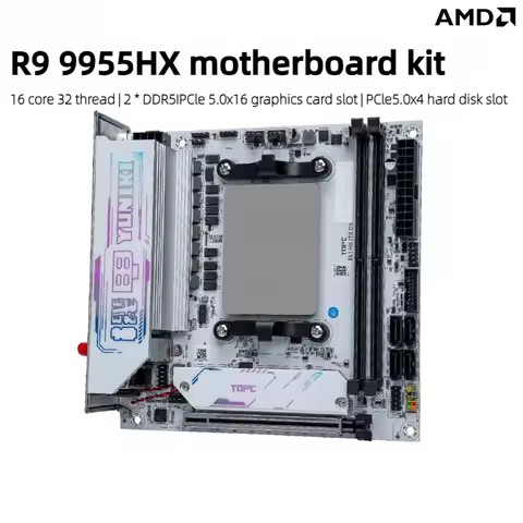 AMD Ryzen 9 9955HX Onboard CPU Kit Mini-ITX Motherboard PCIe5.0x16 DDR5 Dual M.2 PCle5.0x4/PCle4.0x4 RJ45 2.5G LAN WiFi6E PC