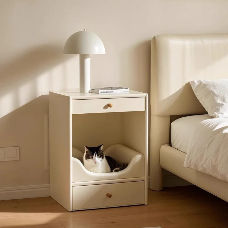 Pet Realm Wood Nightstands Small Protect Elegant Modern Smart Bedside Table Drawers Cute Girls Mesitas De Noche Furniture