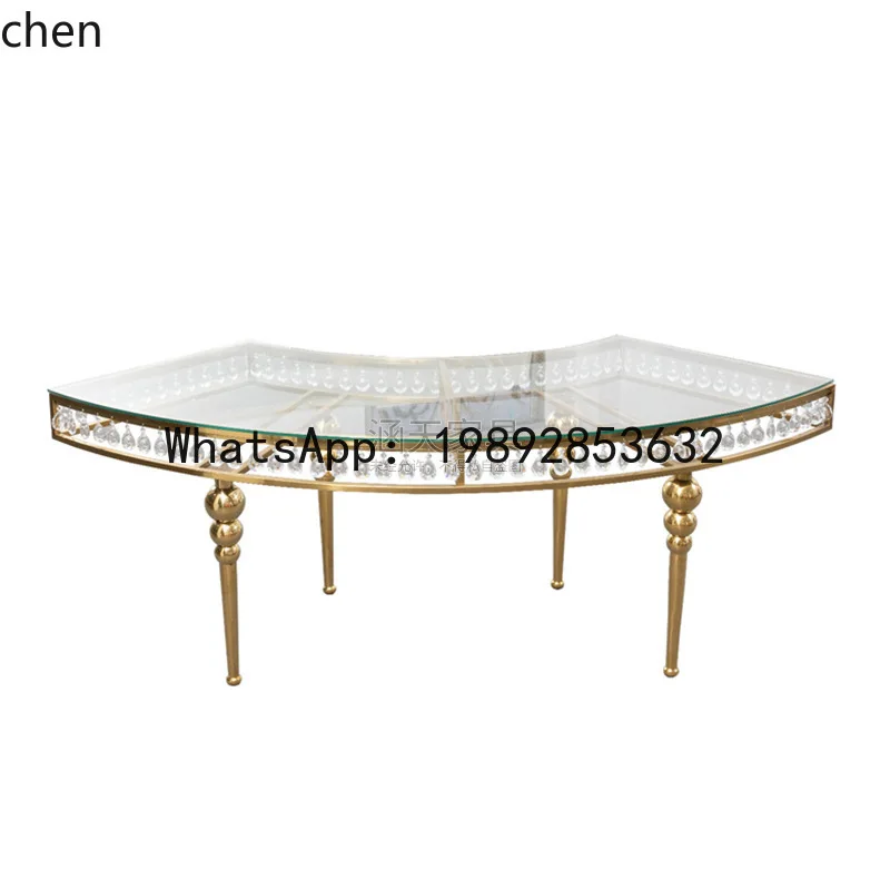 X7 Transparent Tempered Glass Gold Stainless Steel Circular Freely Combined Dining Table Large Round Dining Table