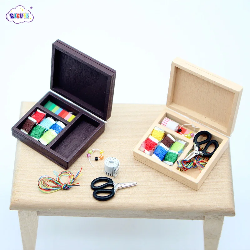 

Dollhouse Mini Painting Paint Box Model Doll House Miniature Tabletop Sewing Box Shooting Scene Props Ornaments