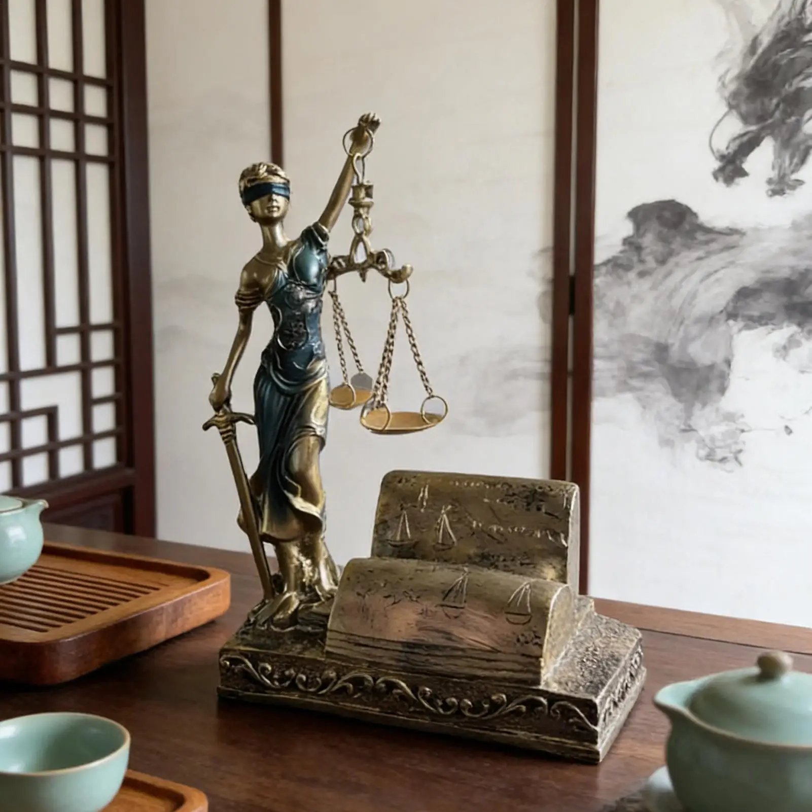 Estátua Feminina Vintage para Decoração de Mesa, Símbolo de Justiça e Justiça, Ideal para Dormitórios, Apartamentos e Estantes