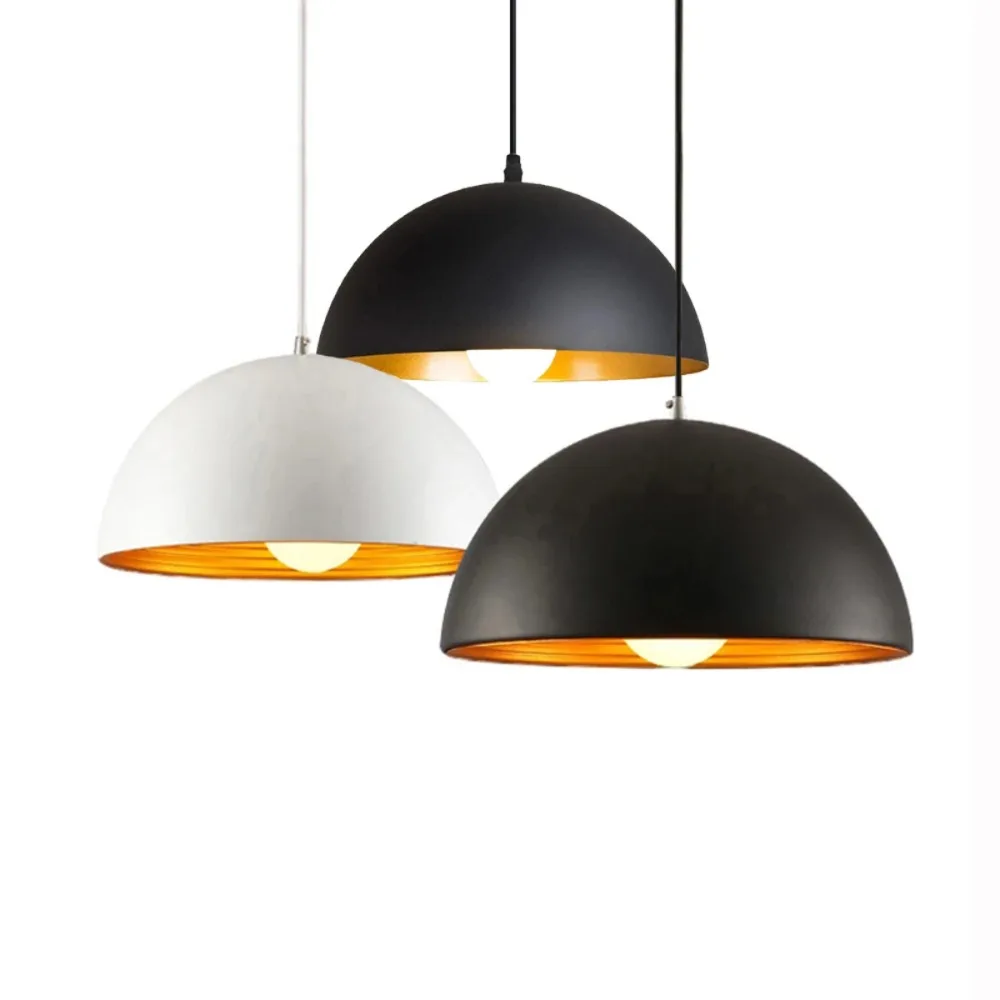 

Iron Art Industrial Black Pendant Chandelier Metal Dome Pendant Hanging Light Fixture Dining Room Restaurant Bar Decor Lamps
