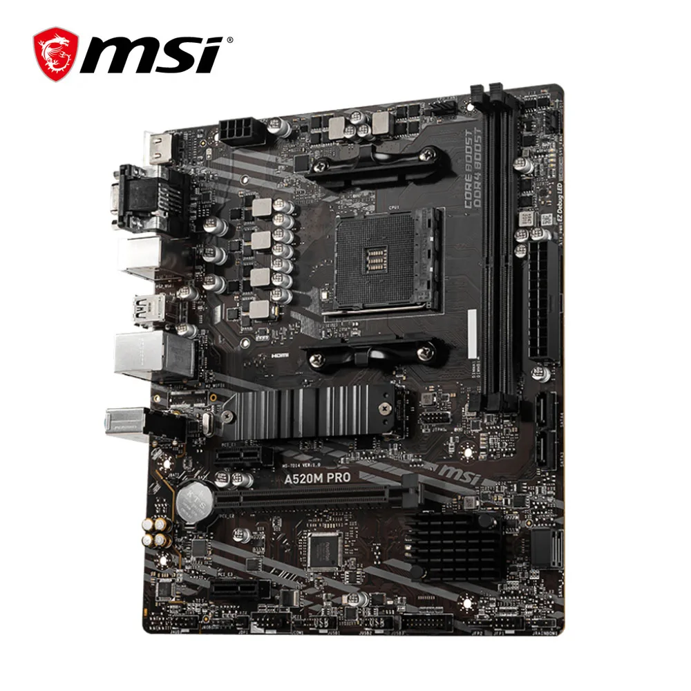 MSI AMD a520m Pro bo mạch chủ hỗ trợ Ryzen CPU R3 R5 R7 5000 & 3000 Series Mainboard AM4 M.2 NVMe kênh đôi DDR4 hoàn toàn mới