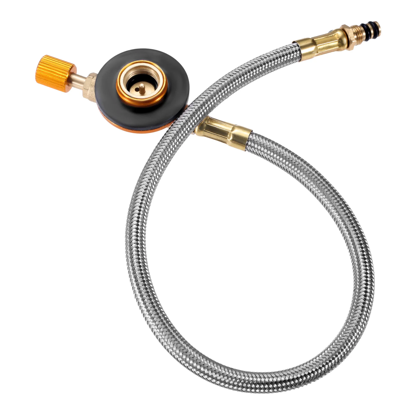 3 Pieces Set 0.33m Stainless Steel Wire Braided Pipe Screw Valve OD Can Gas Adapter Hose Extension Accessories Camping Outdoor