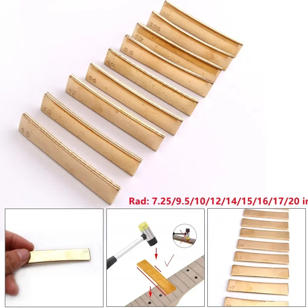 Rayo de guitarra de Metal dorado, prensa de traste, herramienta Luthier de inserción de Caul para trastes precisos, herramientas de bricolaje, accesorios de guitarra de 9 tamaños
