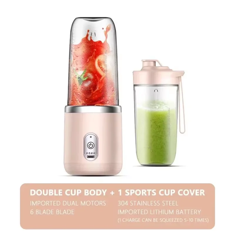 USB double cup juicer fruit machine mini blender juice blender mini portable quick mixing cup personal size rechargeable