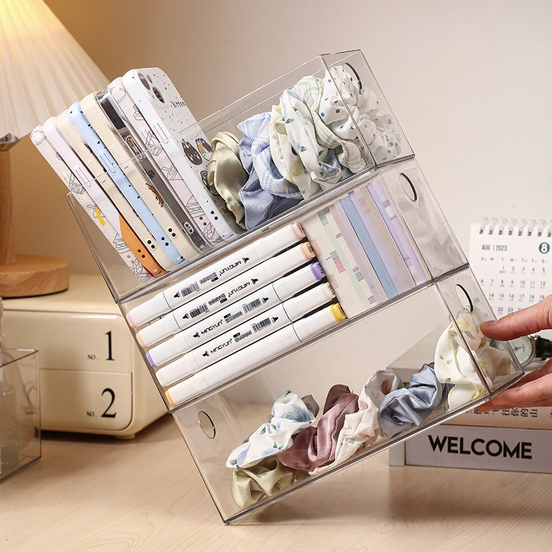 PP Data Cable Organizer Case Charger Storage Box Transparent Desktop Storage Case Moisture-proof Card Organizer Home Supplies