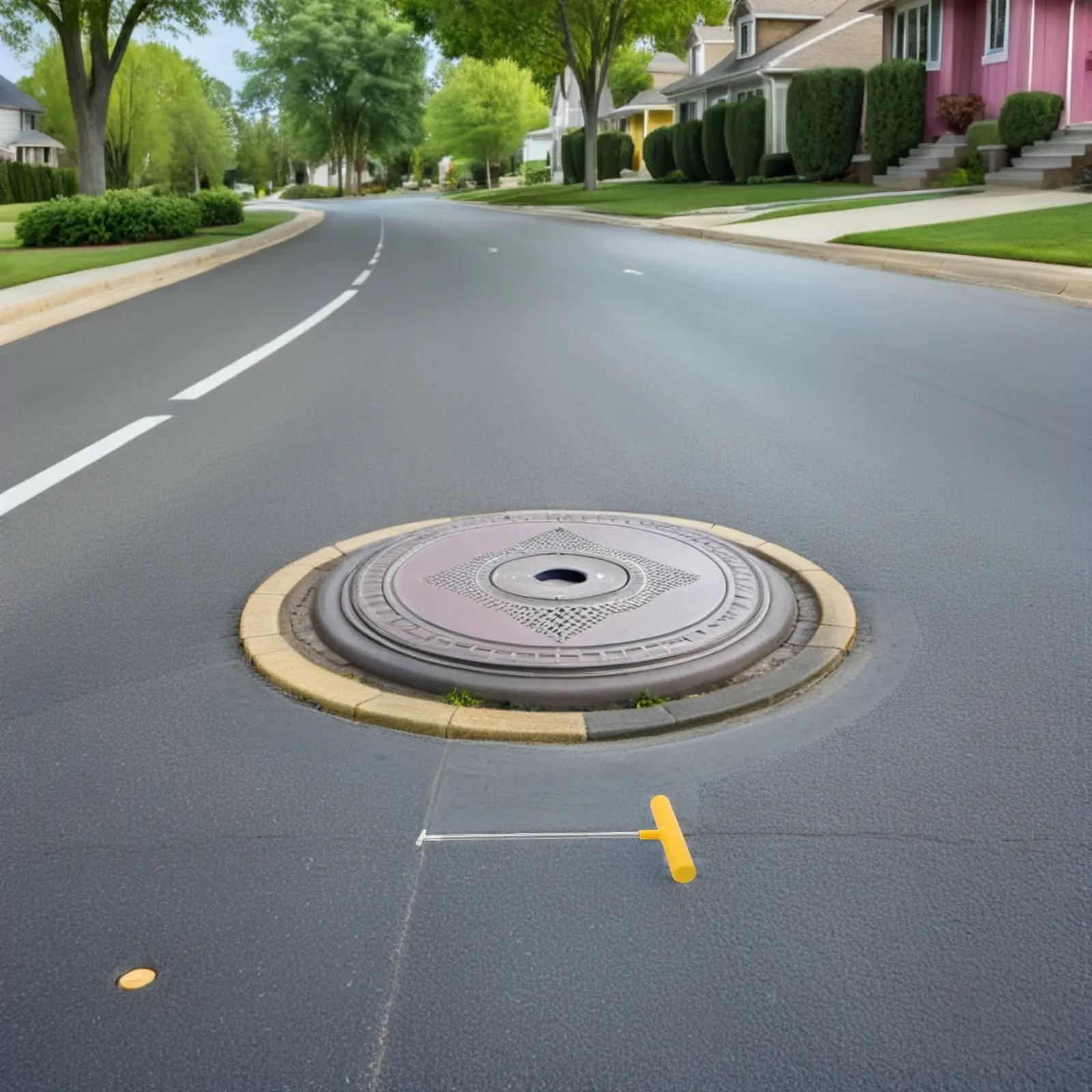 T Shape Manhole Cover Lifting Hook Stainless Steel Welded Structure Non Slip Coating Smooth Surface Safety for Utility Manhole view 3