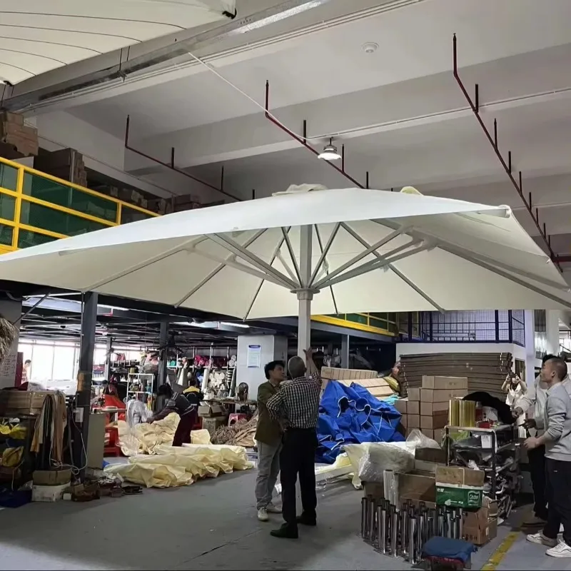 ร่มเชิงพาณิชย์แบบมีมอเตอร์พร้อมไฟ LED |   โพลีเอสเตอร์ 280 กรัม, ป้องกันรังสียูวี UPF50+