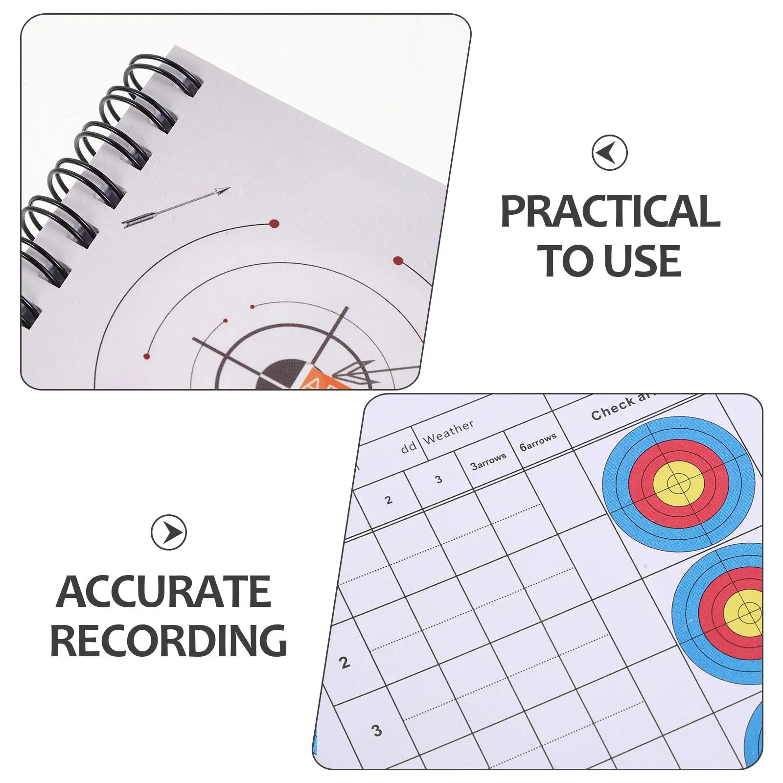 Archery Scorecard Book Spiral Bound Portable White Target Practice Journal Precision Scoring Compound Bow