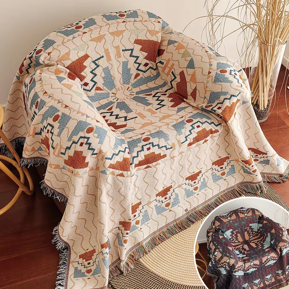 Multi application scenario Bohemian style brown suitable for parties, outdoor mats, camping picnic tablecloths, camping picnic m