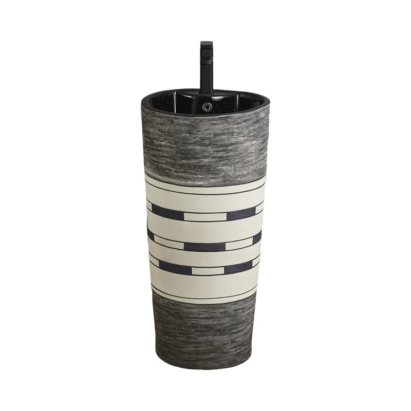 

Light luxury retro ceramic column integrated floor-standing washbasin household bathroom balcony basin washbasin