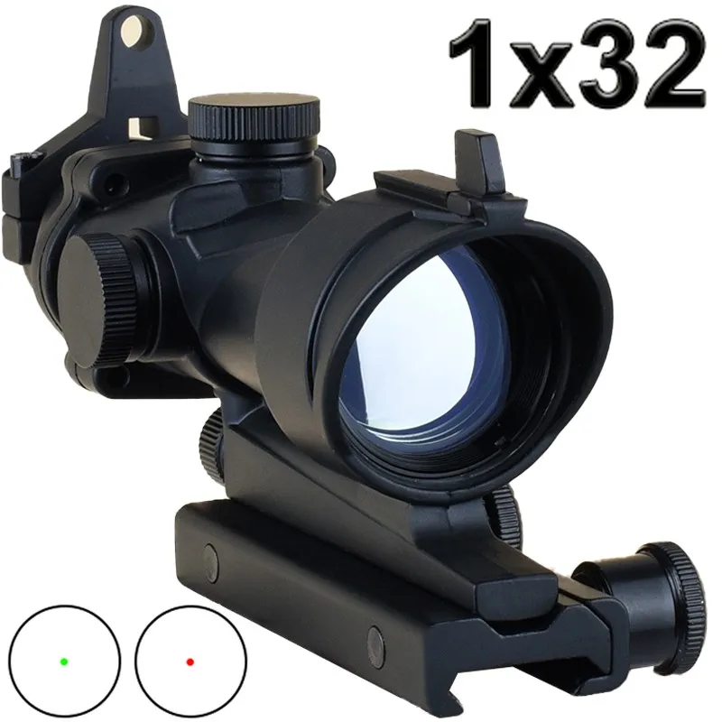 

1x32 Red Green Dot Sight Tactical Riflescope Adjustable Hunting Calibrator Brightness Reflex Light Fit 20mm Picatinny Rail