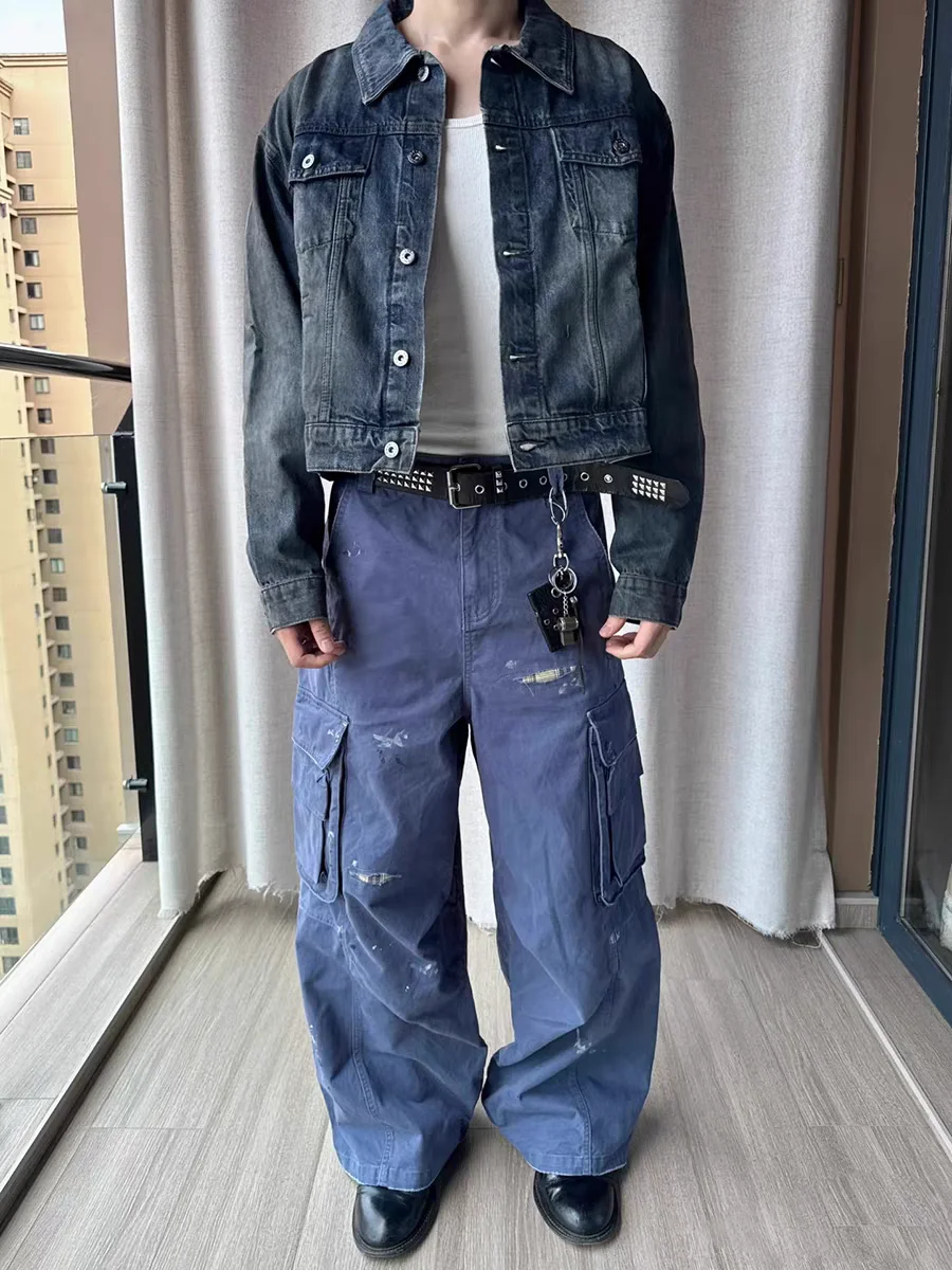 

Мужские джинсы Waed Denim: свободные, широкие, прямого кроя, с нашивками, винтажные, из плотной ткани, удлиненные