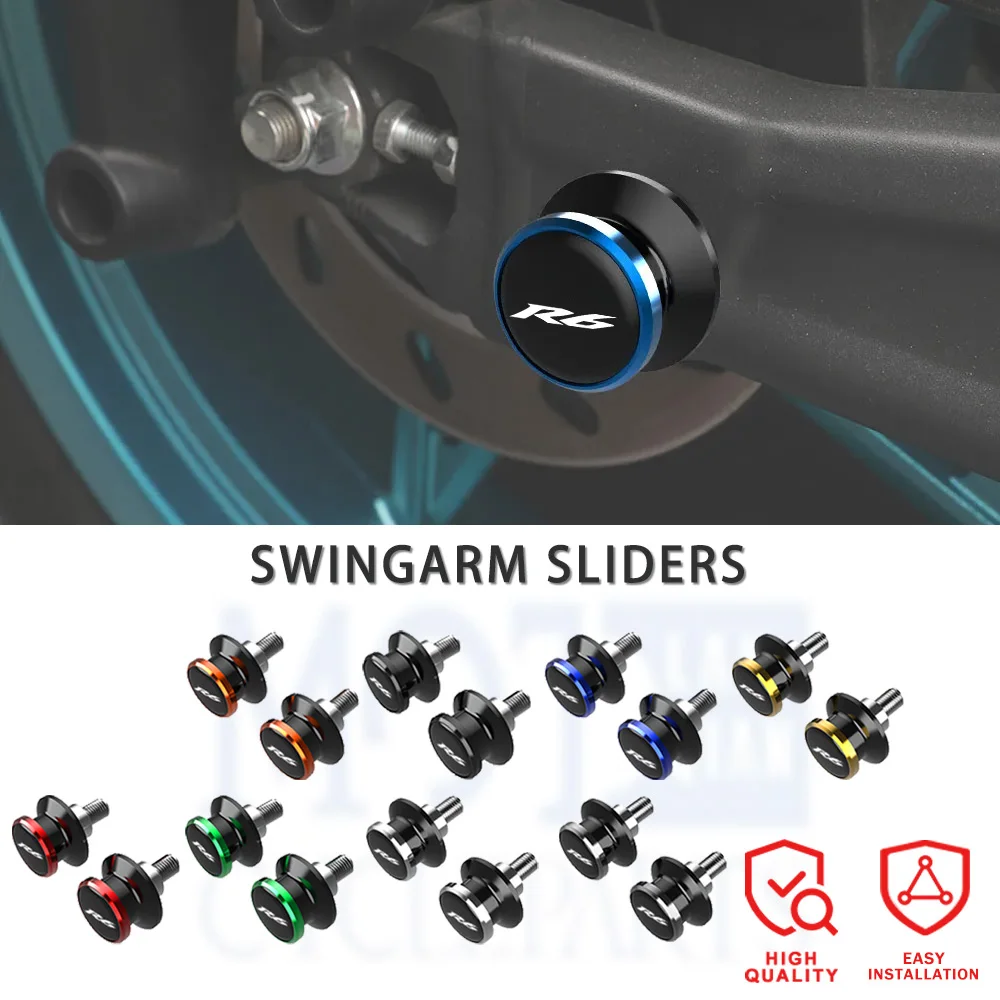 

For YAMAHA YZF R6 Motorcycle M6 Motorcycles Accessories 6MM Swingarm Spools Stand Screws Swingarm Sliders YZF-R6 1999-2022 2023