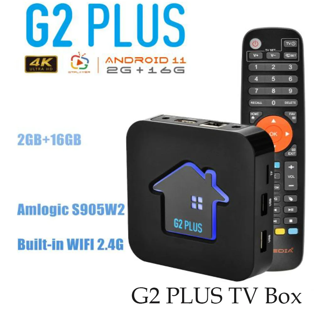 [Подлинный] GTMEDIA G2 Plus Android11 ТВ-приставка 4K UHD 3D Amlogic 905W2 Четырехъядерный процессор 2 ГБ 16 ГБ 2,4G WIFI Медиаплеер GTplayer Set Top Box