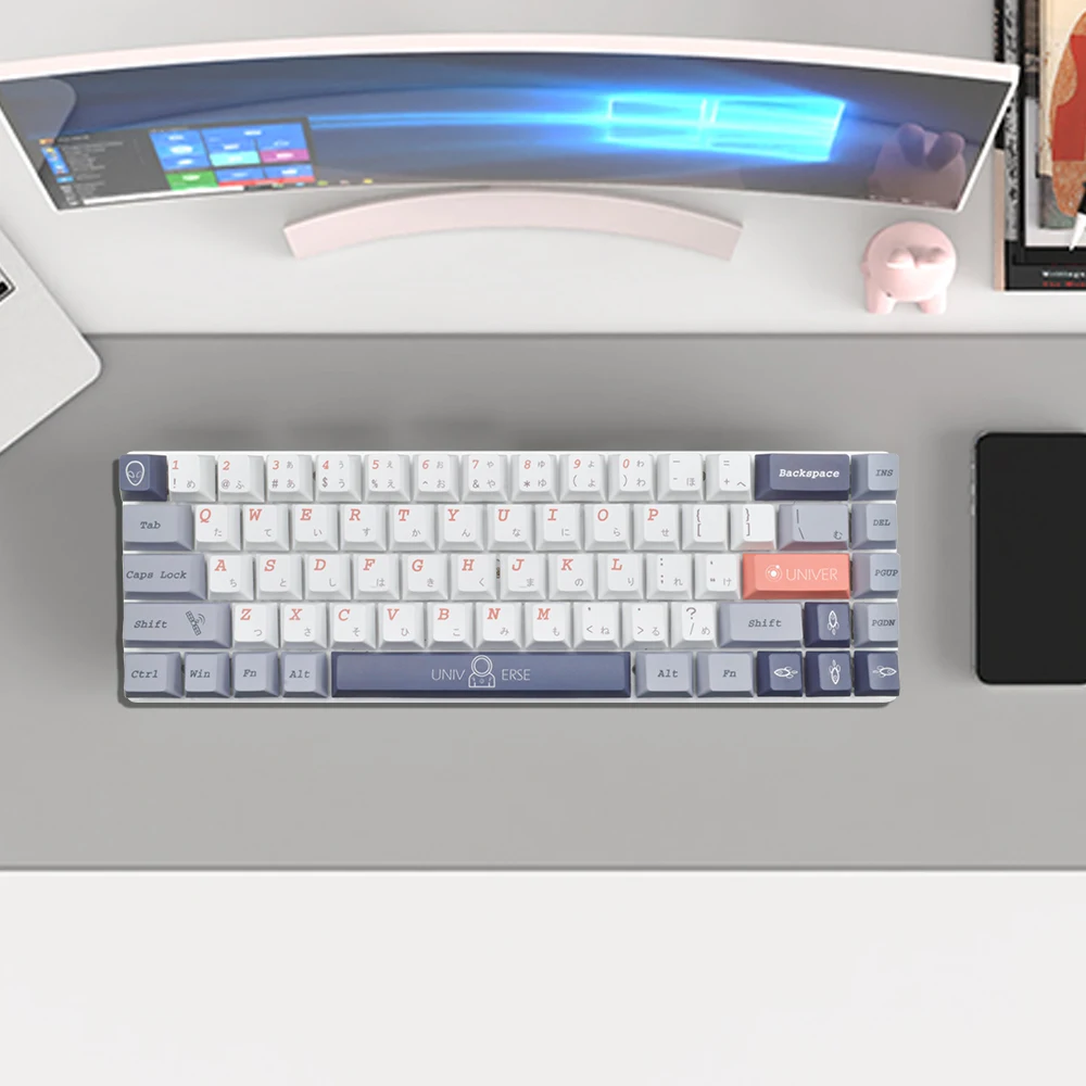 Japonês 140 tampões chave pbt cherry perfil bonito universo anime jogos 5 lado dye-sub branco backlit keycaps para teclado mecânico