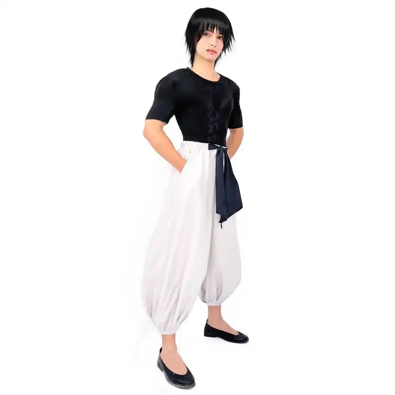 

❤2026✚WENAM Toji Fushiguro Cosplay Costume Anime Short Sleeve Suit Men's US Size Gojo Satoru Outfits Black Stretchy Top Baggy P◀