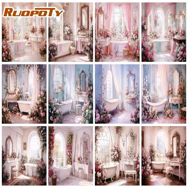 RUOPOTY Indoors Painting By Numbers Handpainted Painting With Numbers Landscape Classic Home Decoration Pictures By Numbers