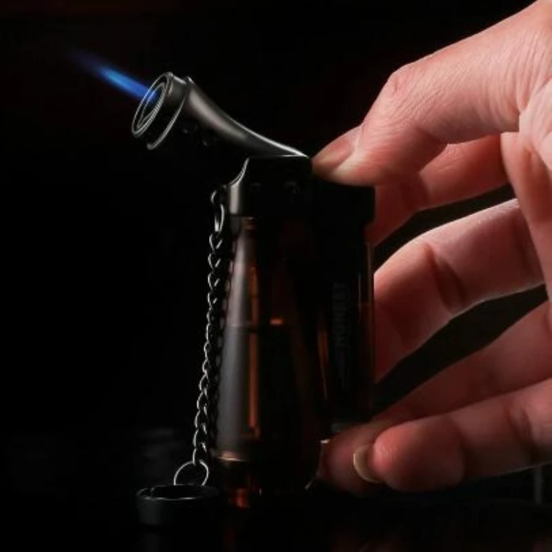 Mini portable blue flame direct spray windproof lighter, moxibustion cigarette cigar elbow small spray gun cigarette accessories