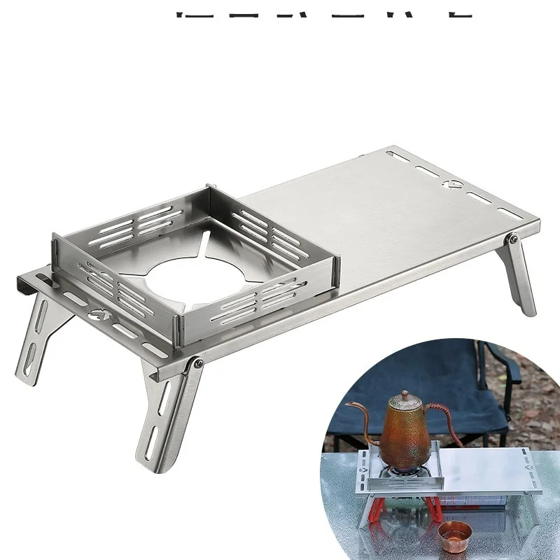 

WOEN Outdoor stainless steel folding Gas stove table Portable camping Folding table