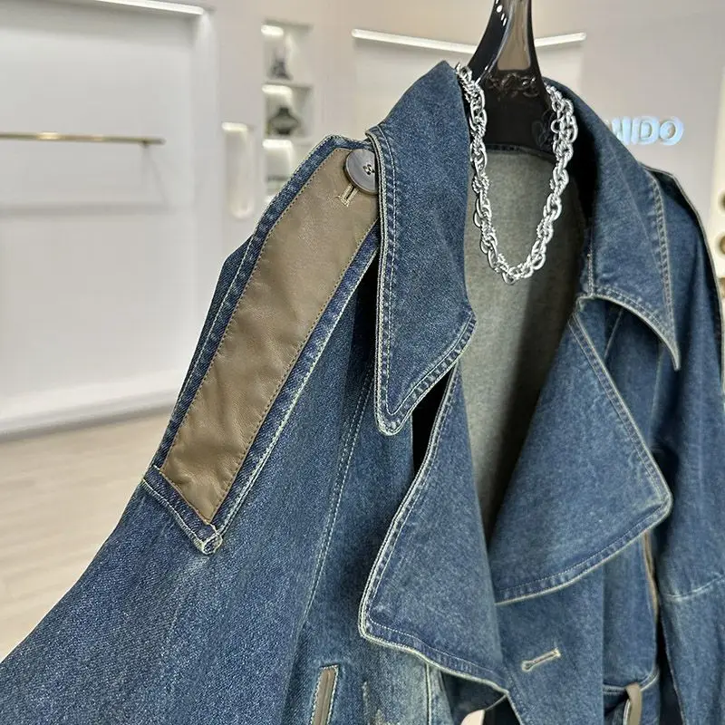 Vintage Blue Jeans Jacket Women's Short Coat Loose Denim Jackets Bomber Jacket Long-sleeved Top Design Aesthetic Goth Trendy