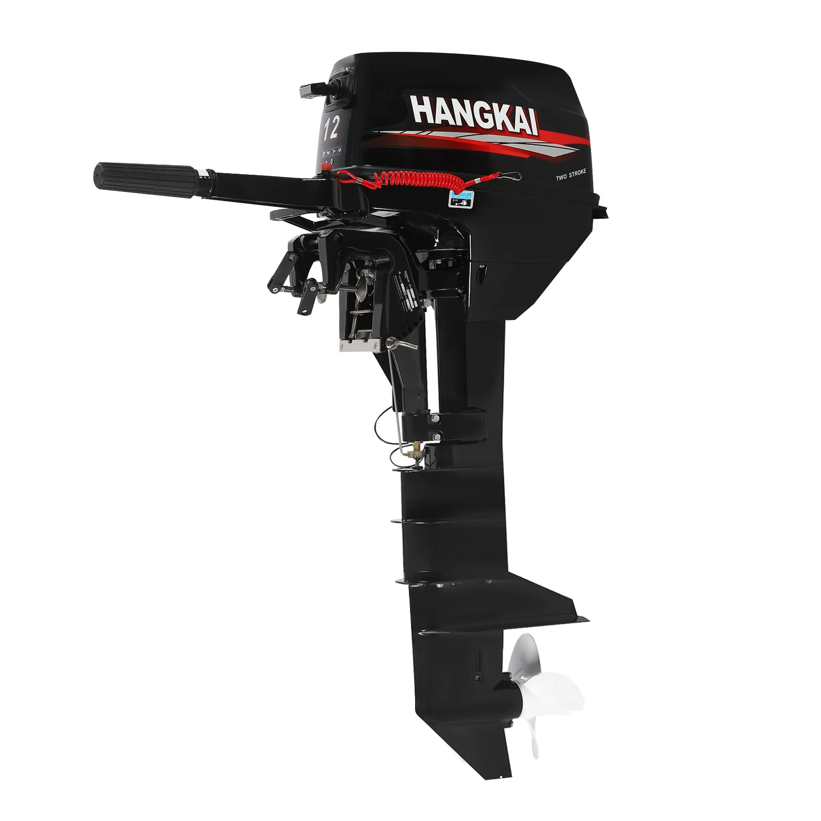 

2 Stroke 12 HP Outboard Motor, 169CC Heavy Duty Fishing Boat Engine Marine Engine with CDI Ignition System Water Cooling System