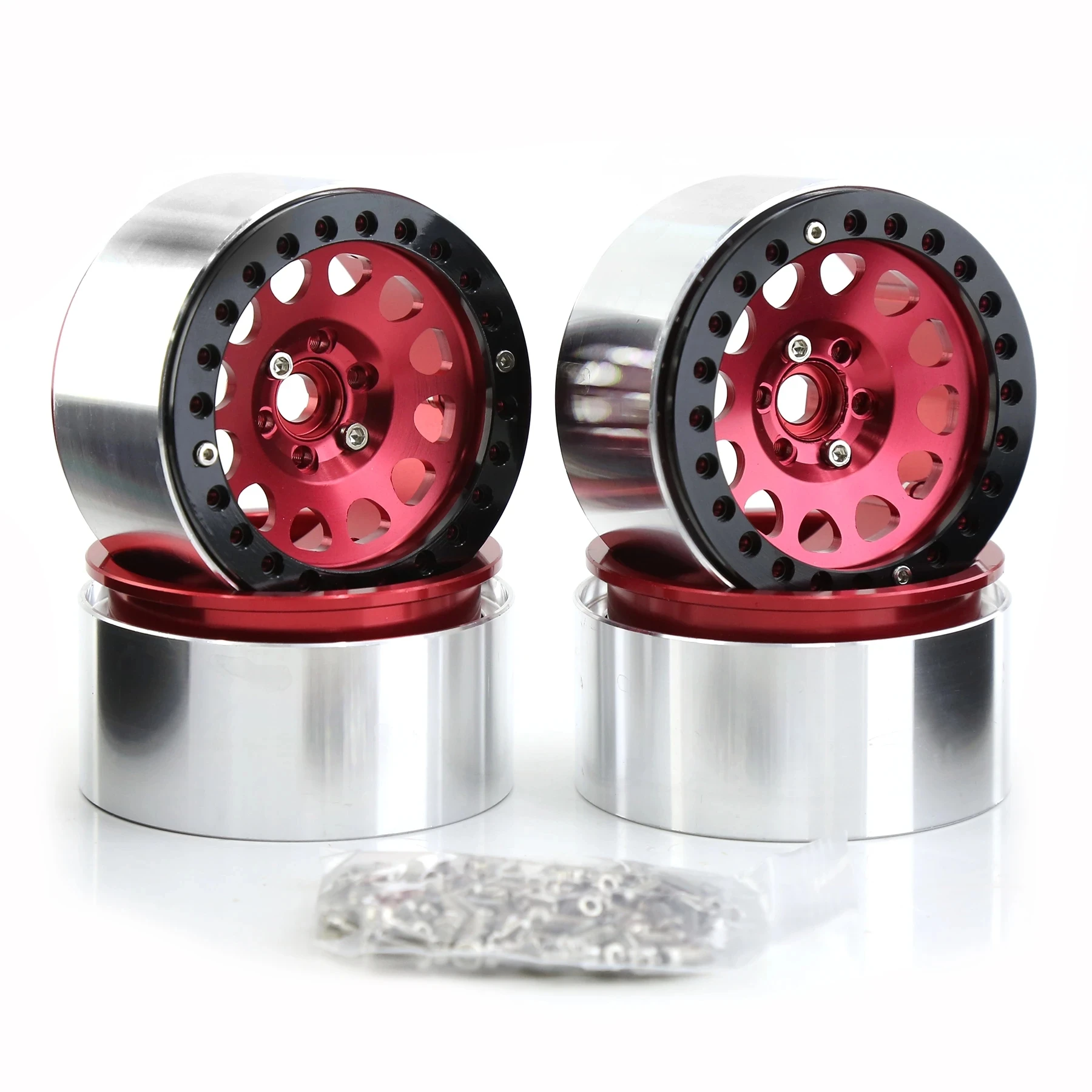 4PCS Metal 2.2 inches  RC Rock Crawler Aluminum 2.2 Beadlock Wheel Rims for 1/10 Axial SCX10 90046 RR10 Wraith TRAXXAS TRX4 TRX6