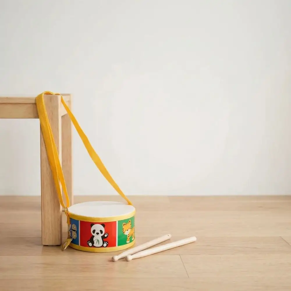 Double Sided Instrument Hand Drum Percussion Instrument Learning Musical Instrument Montessori Multifunctional Wood Drum
