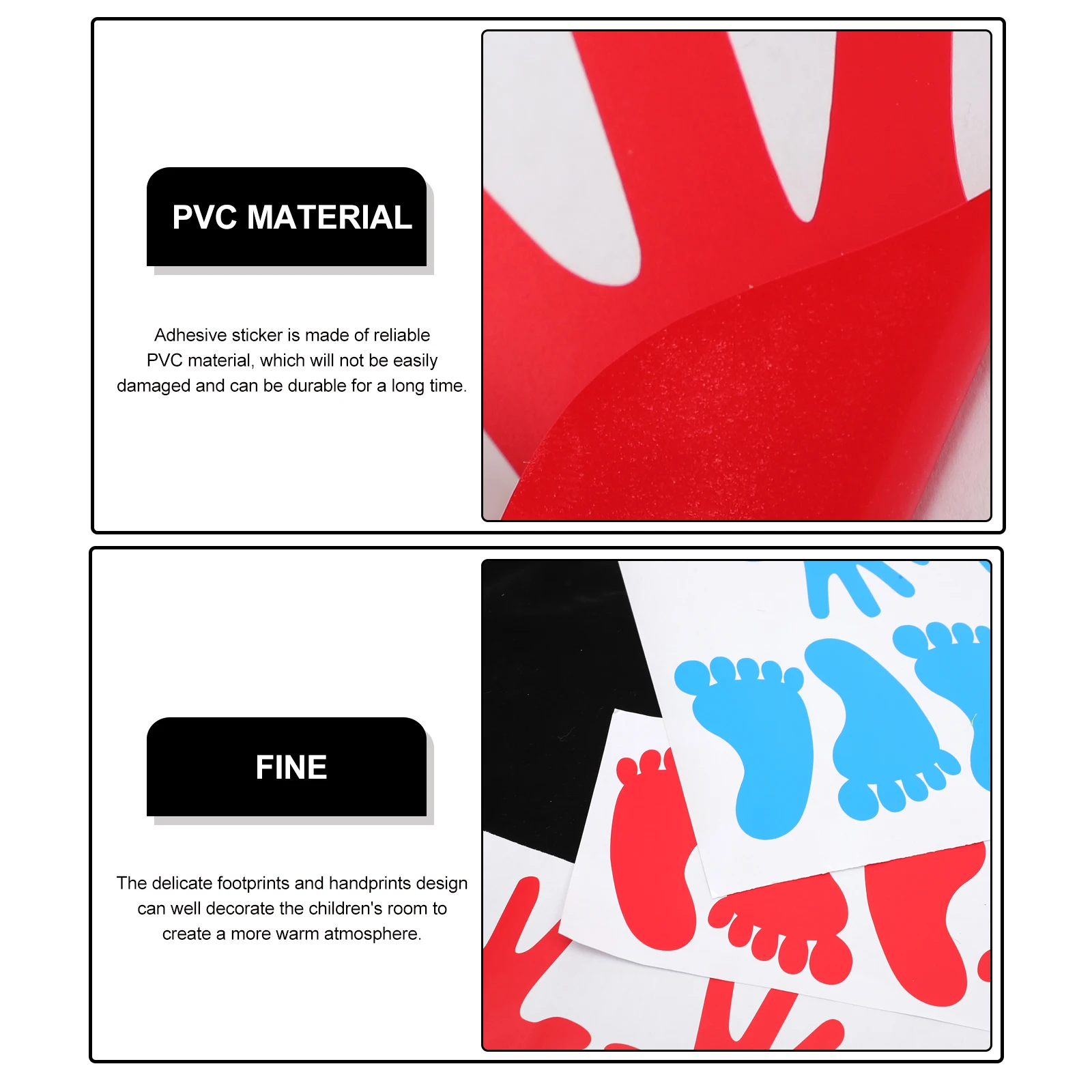 

40pcs Footprint Handprint Stickers Pvc Adhesive Wall Decals Kids Room Nursery Bedroom Decor Durable Waterproof Easy Peel