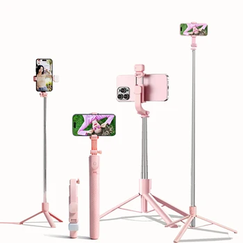 Extendable Aluminum Selfie Stick Tripod, Fill Light & Bluetooth-compatible Remote,…