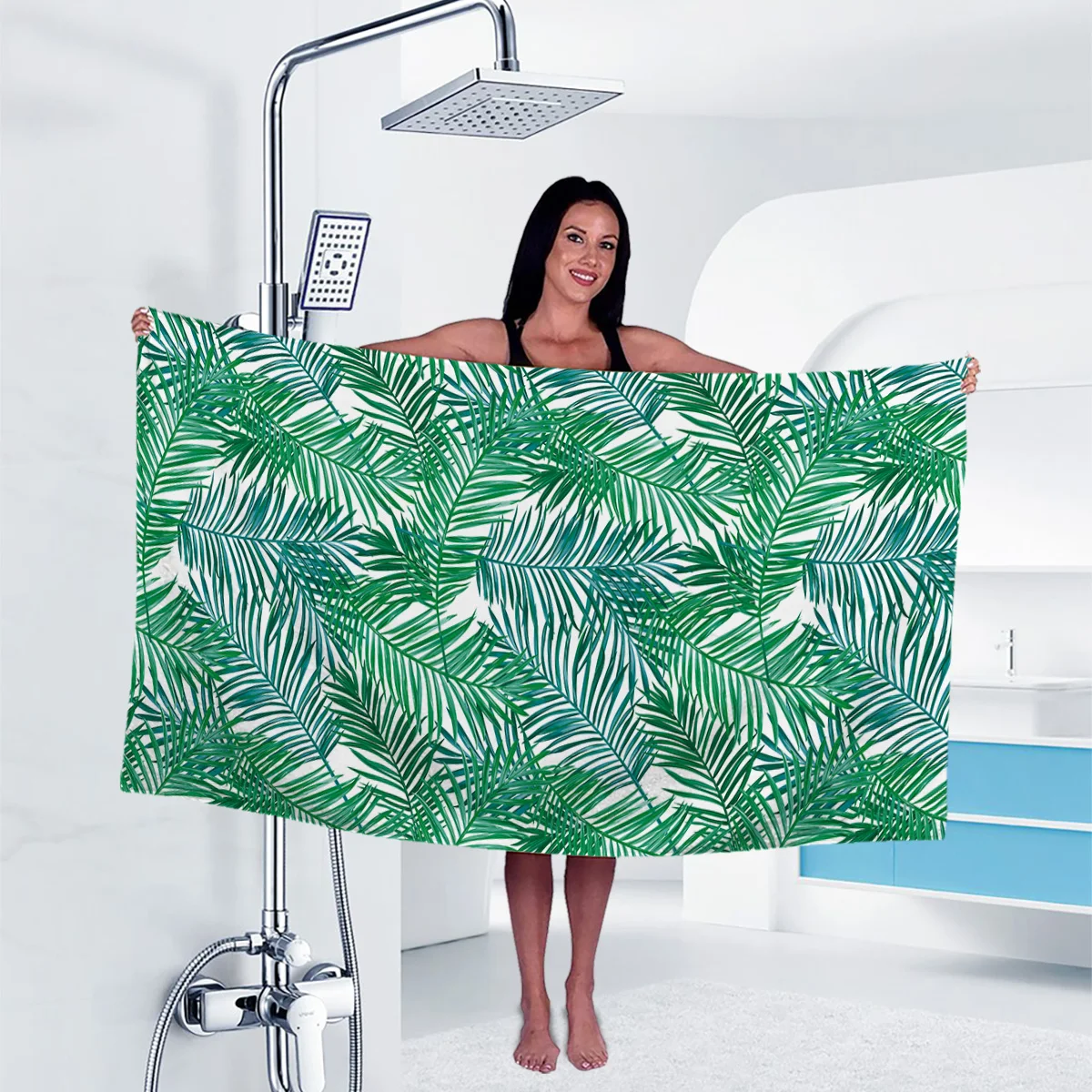 

1pc Palm Tree Leaf Theme Series Printed Sandproof Beach Towel,Oversized Soft Absorbent,For Sports Shower Camping Beach Travel