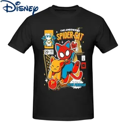 Men T-Shirt Disney The Ameozing Spider Cat Fashion Pure Cotton Tees Short Sleeve Spiderman Marvel T Shirt Clothes Original