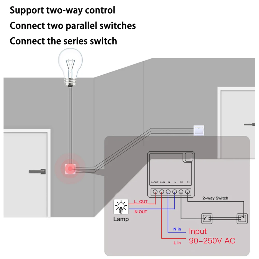 Smart Mini Switch WiFi Remote Control 16A Multi Control Wall Breaker Module Compatible with HomeKit Tuya RC Servo Robot Projects