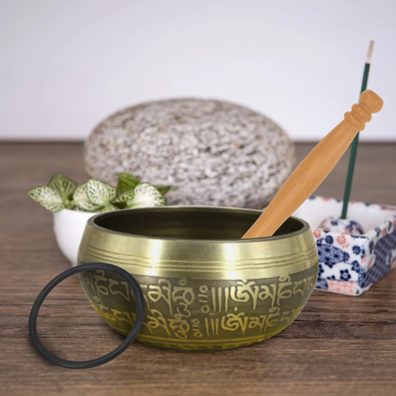 

Singing Bowl Rubber Stick Sound Accessory Meditation Tool Durable Sound Bowl Wooden Mallet Smooth Practical Yoga Class