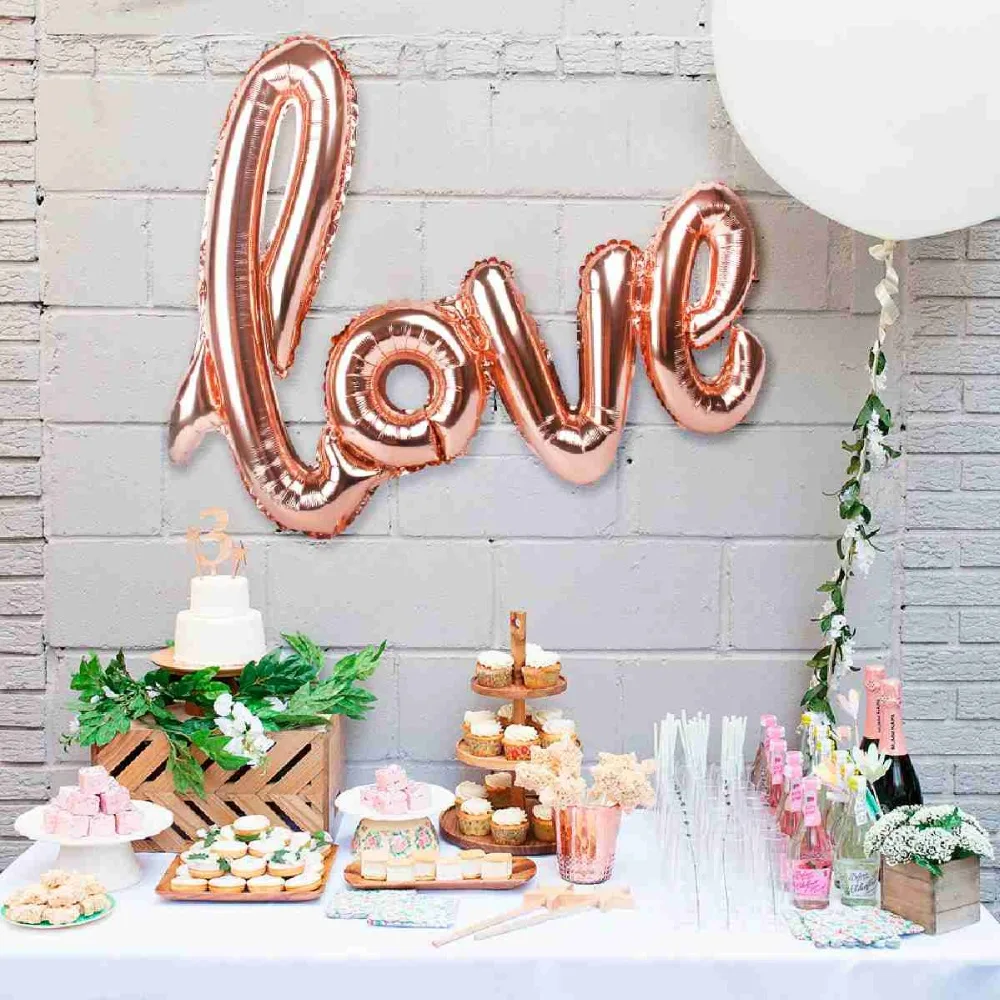 108cm*64cm Rose Gold Love Letter Foil Balloons Wedding Room Decoration Balloon Inflatable Ballon Valentine Day Engagement Decor