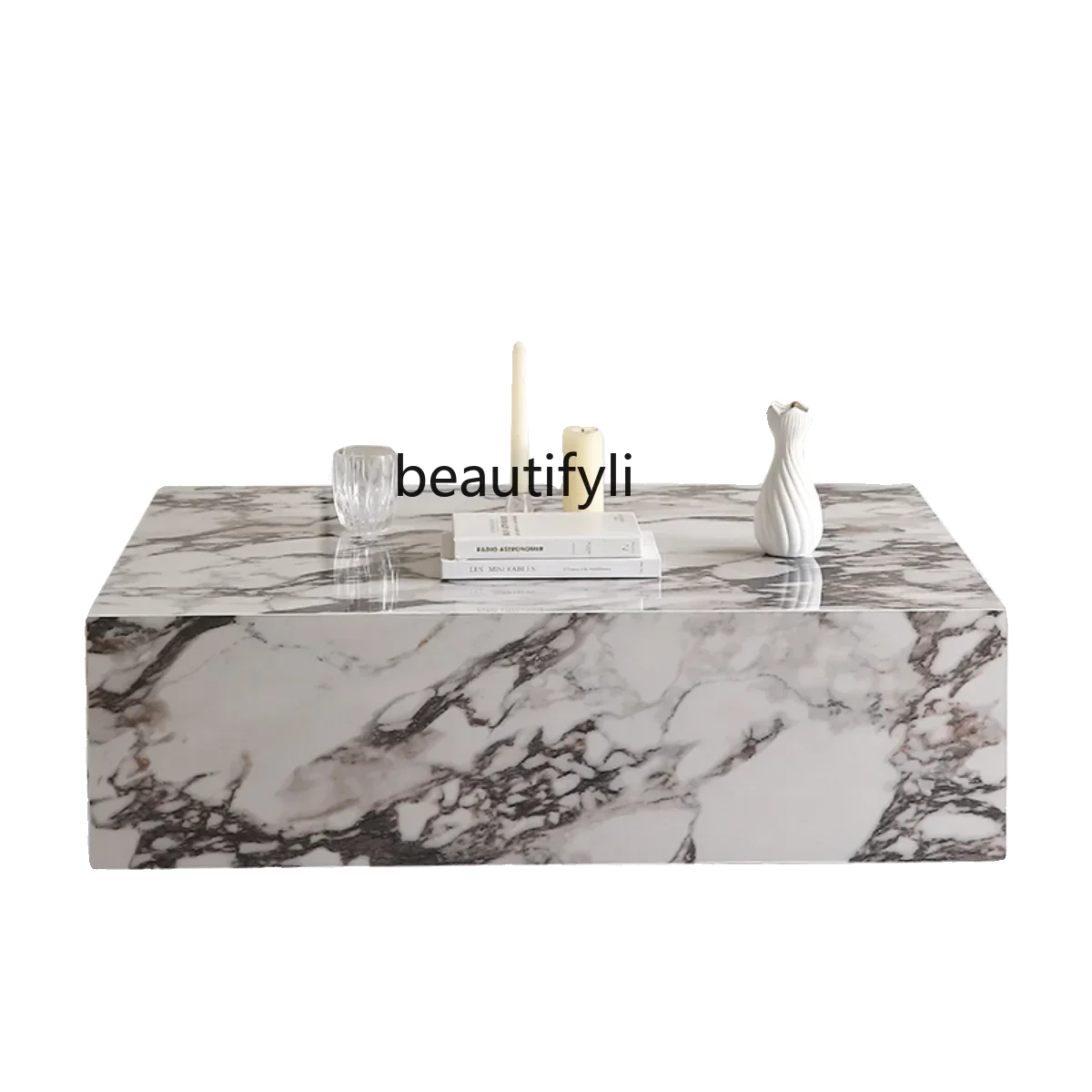 

Rock slab coffee table tempered glass master design personalized creative high-end home living room coffee table light luxury