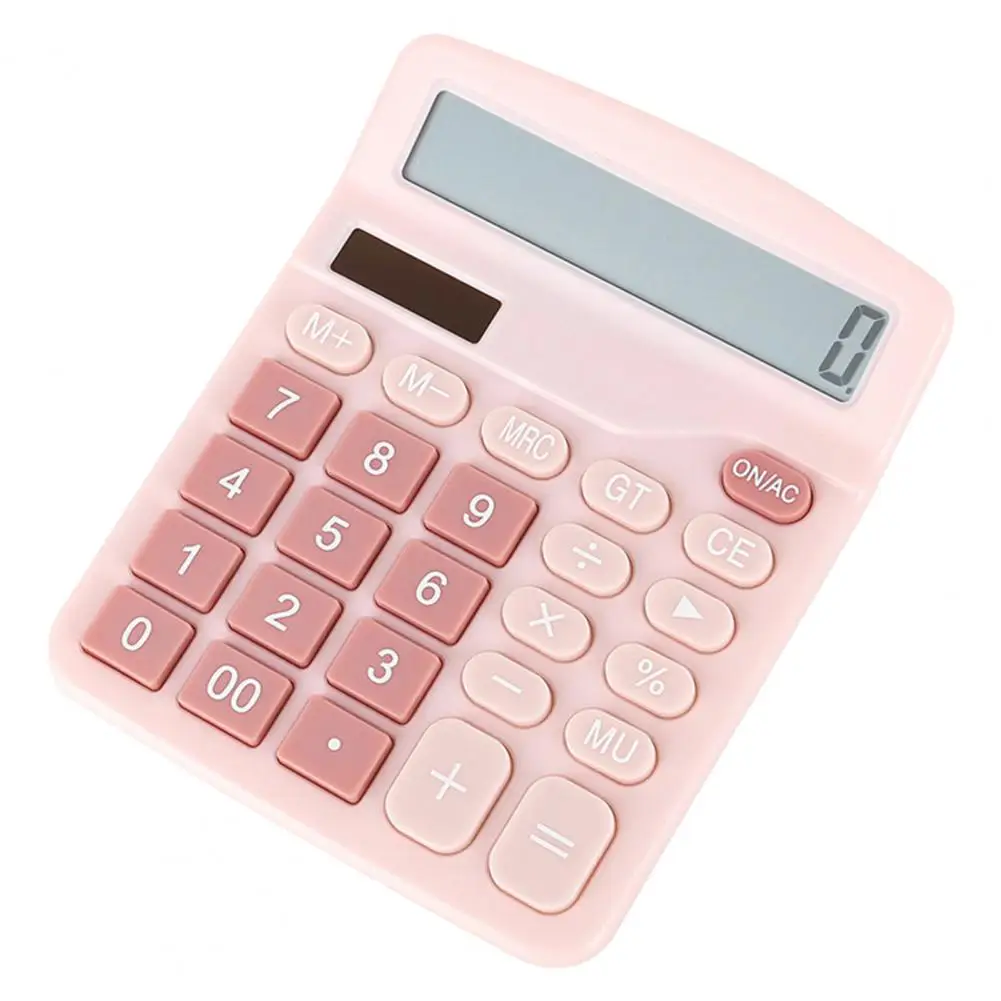 Office Calculator Accurate Portable Battery Powered Bright Color 12-Digit Solar Calculator Home