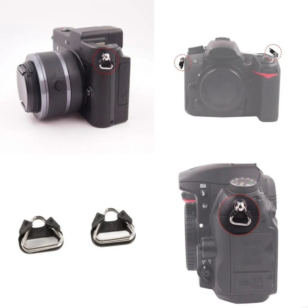 193A Stainless Steel Triangles Split Rings Camera Straps Hook Lugs Rings with Plastic Caps for Belt Hook Lanyard for Camera