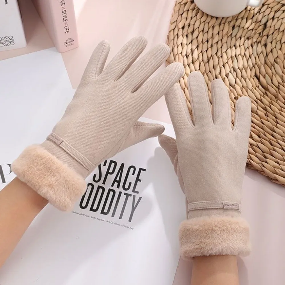 New Plush Winter Gloves Warm Touchable Screen Driving Mittens Full Finger Touch Screen Gloves Girls
