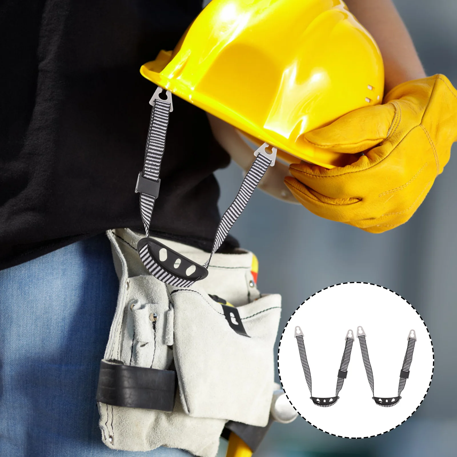 2Pcs Safety Hat Chin Band Adjustable Hard Hat Fixing Band Simple Structure High Toughness Long Time Use Chin Strap for