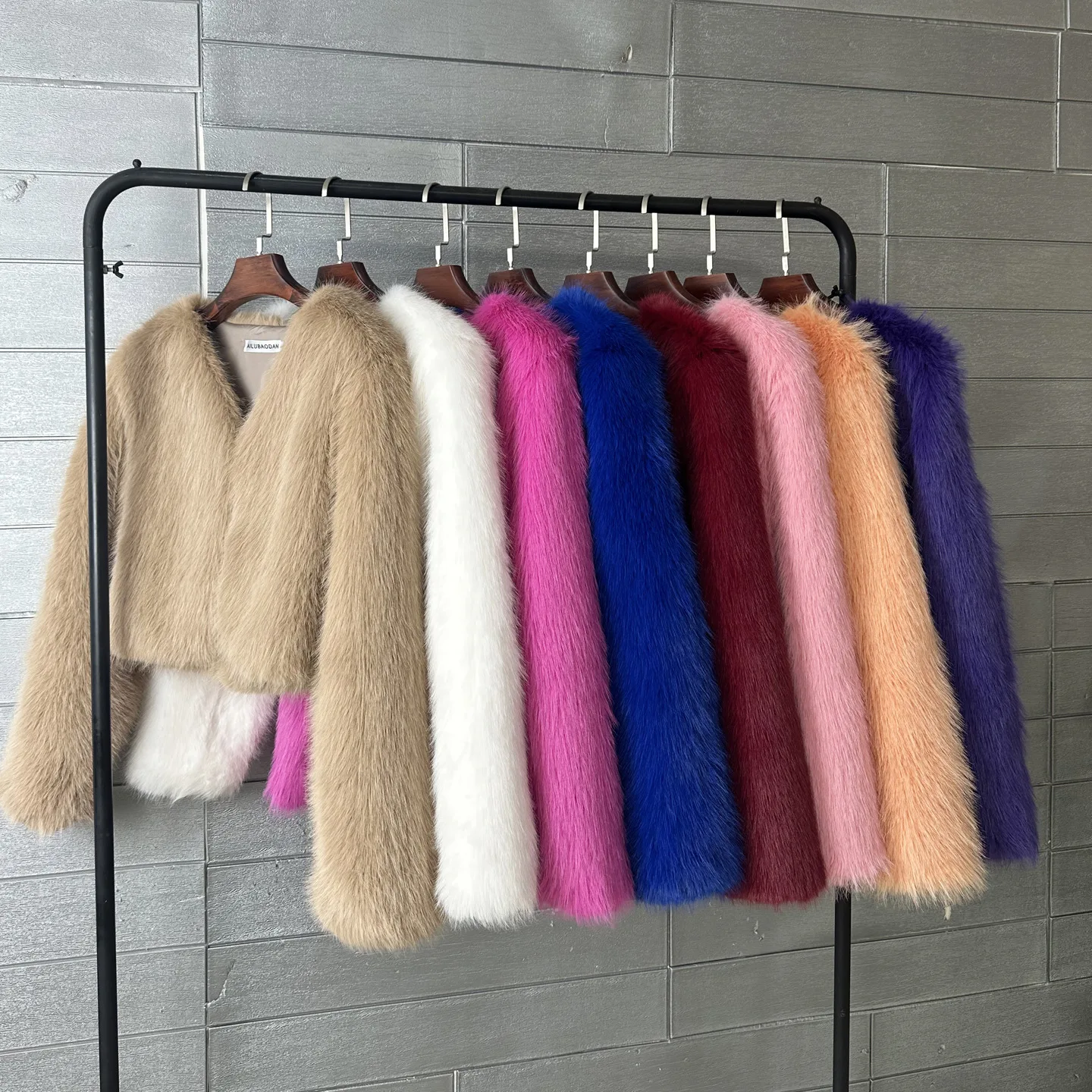 Solid Color New Autumn Winter Imitation Fox Fur Jacket All-match V-neck Short Cardigans Top Full Sleeve Faux Fur Women Coats