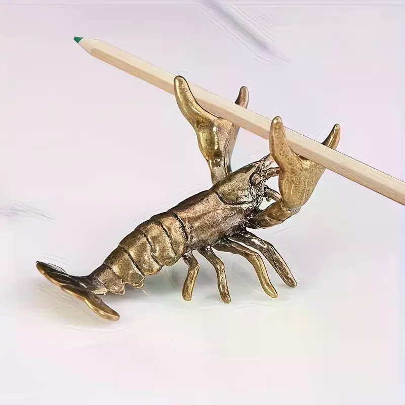 Brass Lobster Scorpion Shaped Pen Holder Ornament Vintage Perfect For Home Office Desk Study Table Decor Display