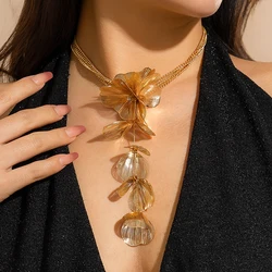 IngeSight.Z Boho Metal Wire Ginkgo Leaf Pendant Necklace Fashion Multi Layer Metal Chain Choker Necklace Women's Trend Jewelry