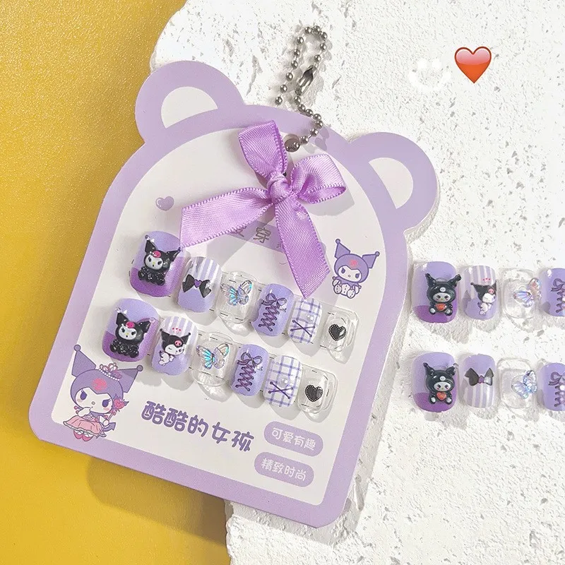 Pegatina de uñas Kawaii Sanrio Cinnamoroll Kuromi para niños, accesorios de dibujos animados, pegatinas de uñas autoadhesivas para niños, juguetes