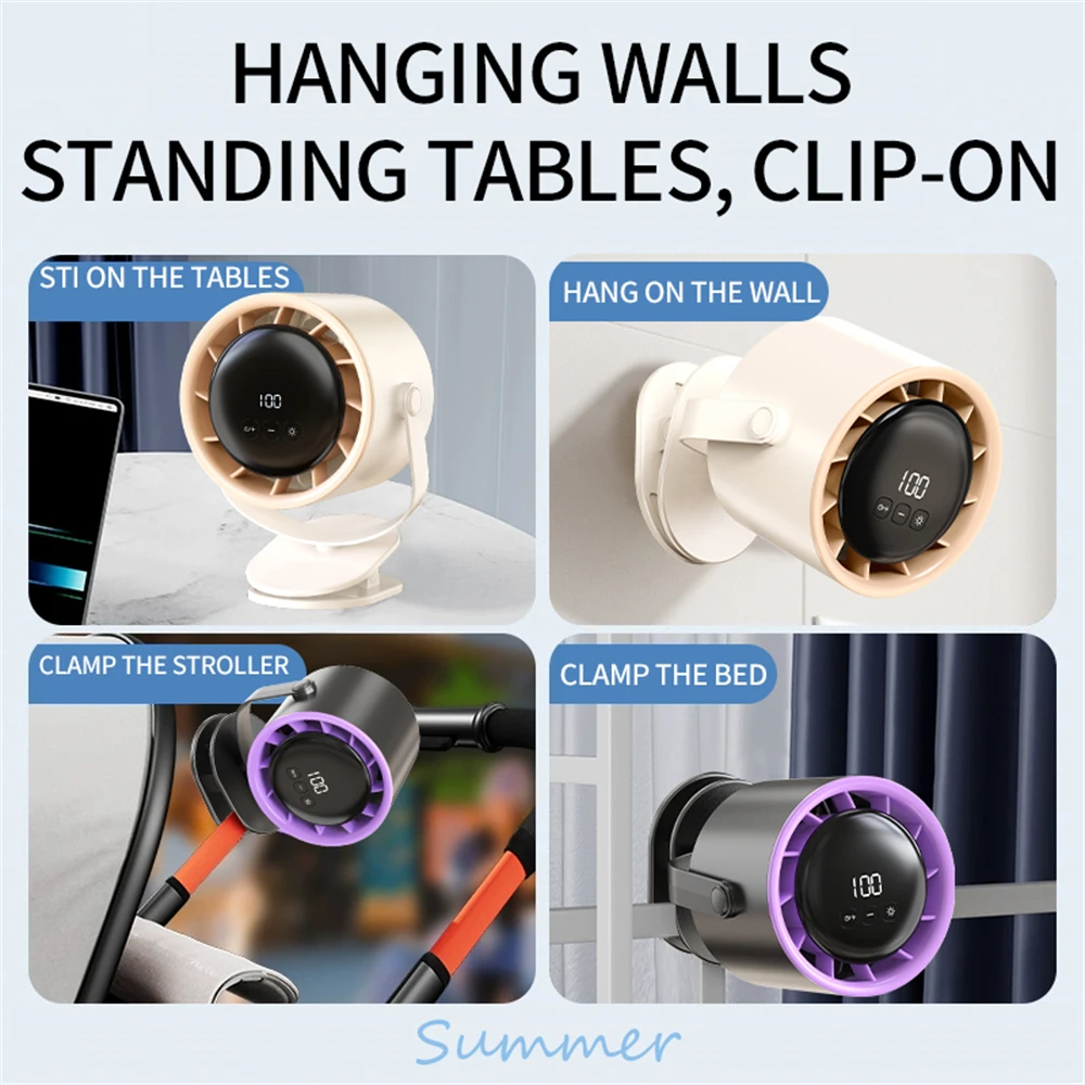 Desktop Fan 100 speed high-speed circulating fan For Household Use, 6-Inch Charging Digital Display Desktop Electric Turbo Fan