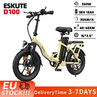 Eskute D100 Electric Bike 250W 36V13Ah Removable Lithium Battery Electric Bicycle 16 Inch Tire Folding Adult City Travel E-Bike