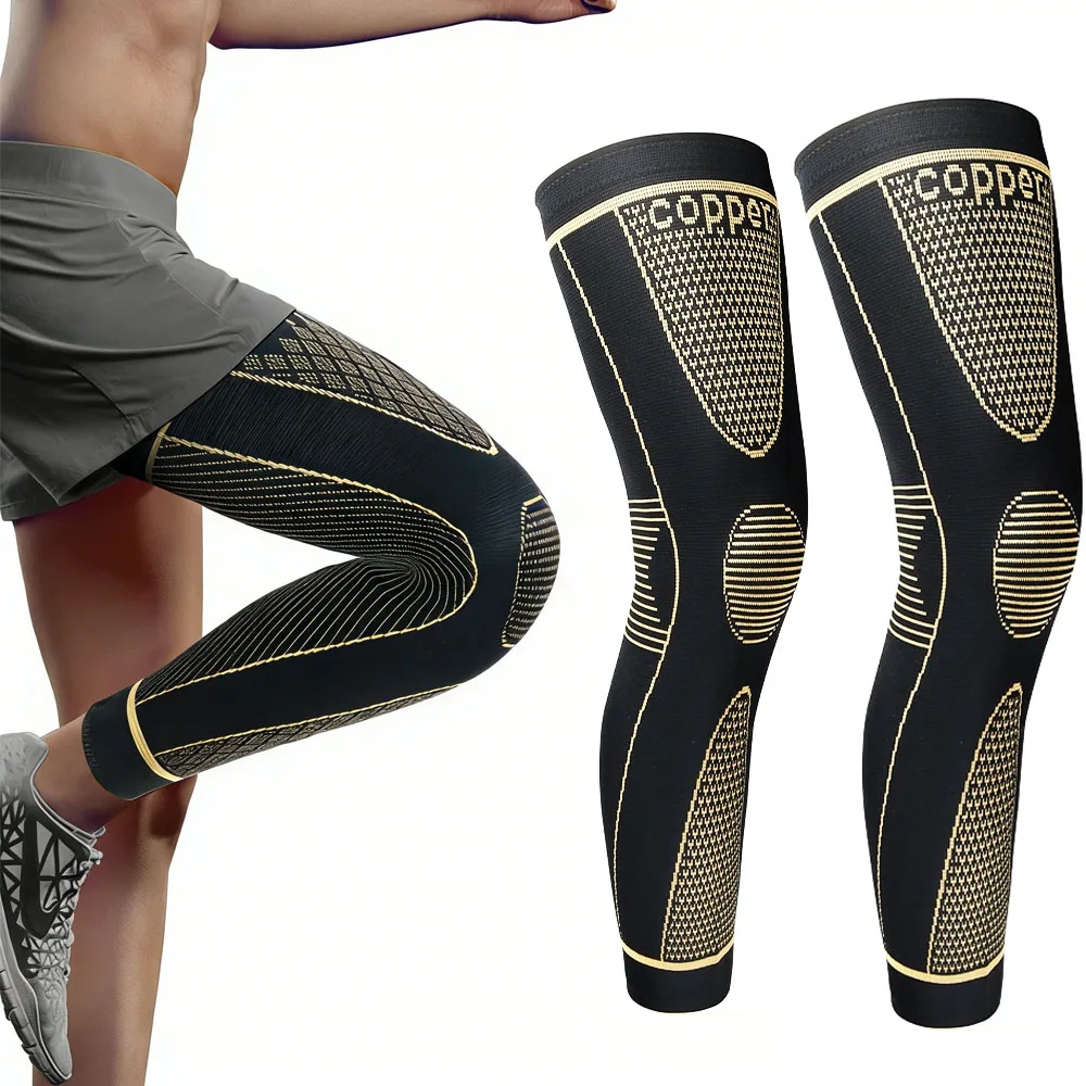 

Full Leg Compression Sleeve Copper Knee Sleeves Support for Thigh Knee Calf, Arthritis, 20-30mmHg Reduce Varicose Veins Swelling